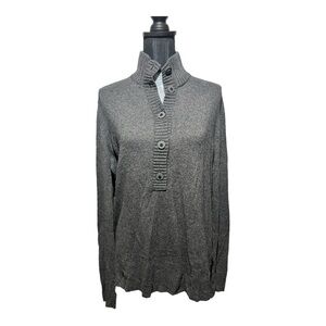 TORY BURCH gray wool viscose blend giselle mock neck sweater